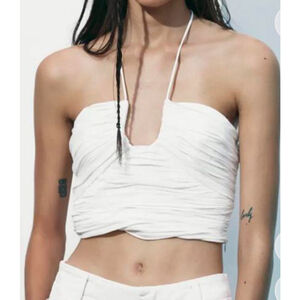 Zara White Halter Top Size Large